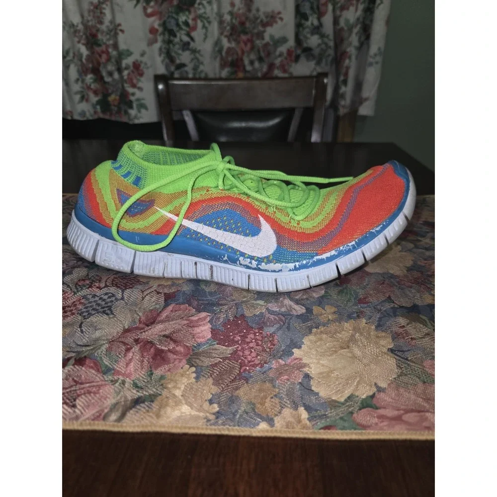 Size 9 - Nike Free Flyknit+ 5.0 Men's Electric Green Running Shoes 615805-316